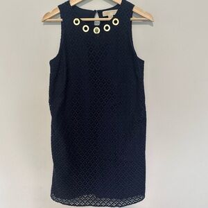 Michael Kors Scoop Neck Golden Ring Dress True Navy SZ 2
